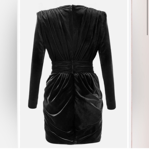 House of CB Pascale Black Draped Velvet Mini Dress - Picture 6 of 7